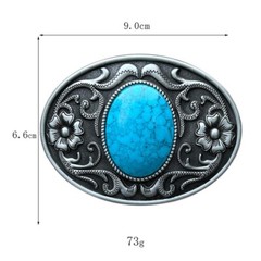 Belt Buckle Men Turquoise Belt Buckle Western Cowboy W/ Silver/Gold Engraved USA