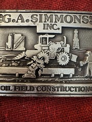 Vintage G.A. Simmons Inc Oil Field Construction Belt Buckle Guy Huey Promotions
