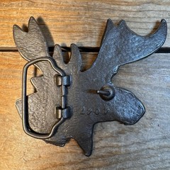 Vintage 1970’s Brass Moose Elk Head Wildlife Belt Buckle 4” #4047