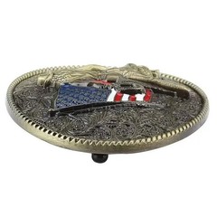 Western Cowgirl Rodeo Roper Bronze Tone Cowboy Belt Buckle • American Flag