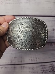 Nocona Mens Scrolled Rectangle Belt Buckle 37234 Cowboy Western Silver Fancy