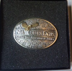 Vintage 1994 Golden Eagles NRA Pewter Belt Buckle Ltd Ed Rifle In Original Box