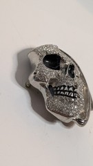 Rhinestone Crystal Skull Belt Buckle Silver Tone Gothic Biker Punk Rock