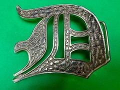Initial Letter D Calligraphy Style Cutout Large Gold Color Belt Buckle