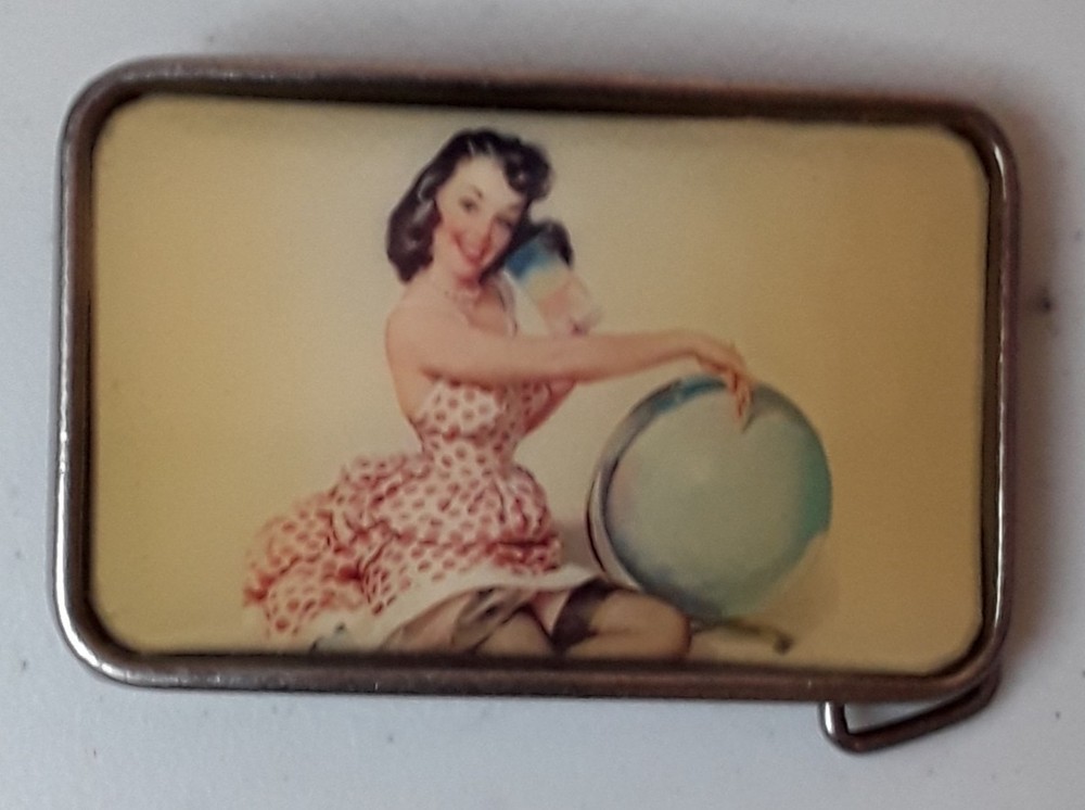 Belt Buckle , Pin Up Girl , Globe , La Chik