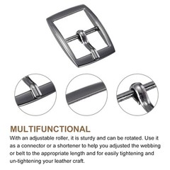 6Pcs 0.63&Prime; Single Prong Belt Buckle Rectangle Center Bar Buckles for Belt,Black
