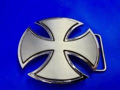 Maltese Celtic Iron Cross Gothic Punk Biker Vibe Cutout Silver Tone Belt Buckle