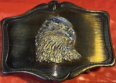 Vintage 1978 AHM Gold American Bald Eagle on Brass Belt Buckle 3.5&Prime; x 2.5&Prime;