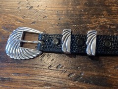 Navajo James Reid Dgn Sterling Silver Belt Buckle 38-40-.75”W 🦎✅‼️