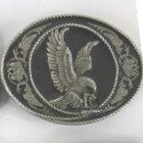 Vintage Soaring Eagle Belt Buckle Silver Tone Western Floral Scroll Oval Biker