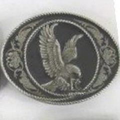 Vintage Soaring Eagle Belt Buckle Silver Tone Western Floral Scroll Oval Biker