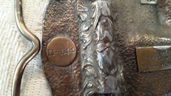Bergamot Brass Works Pewter Finish Bear Fishing for Salmon Belt Buckle Vtg 1973