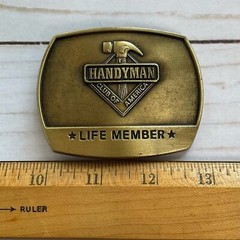 HANDYMAN CLUB OF AMERICA Life Member Vintage Brass Belt Buckle Hammer 1996