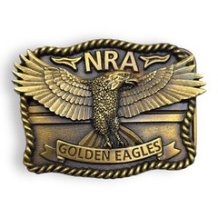 National Rifle Association Golden Eagles Brass Belt Buckle NRA Hunting Guns