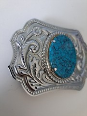 Vintage Faux Turquoise Western Themed Belt Buckle