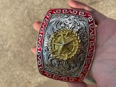 Western Buckle Gold Silver Red Texas Star Cowboy 2 » Hebilla Vaquero Estrella
