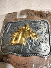 Equestrians, Brilliant Horse head, Bust western style metal belt Buckle, New!