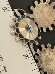 Turquoise & Onyx Zuni Sterling Silver Sun Face Inlay Old Pawn Belt 40&Prime; 12109