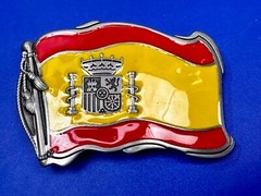 Spain Spanish Madrid Barcelona Flags Enameled Figural Patriotic Belt Buckles