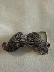 Buckle Rage Handlebar Mustache Novelty Belt Buckle Silver Tone Hipster Kitsched