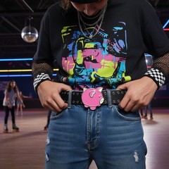 Men Women Teen Metal Fashion Belt Buckle Pink Piggy Bank Animation Day Easy Wear