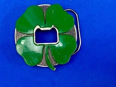 Four Leaf Clover Shamrock Cut Out Lucky Novelty Belt Buckle And Bottle Opener
