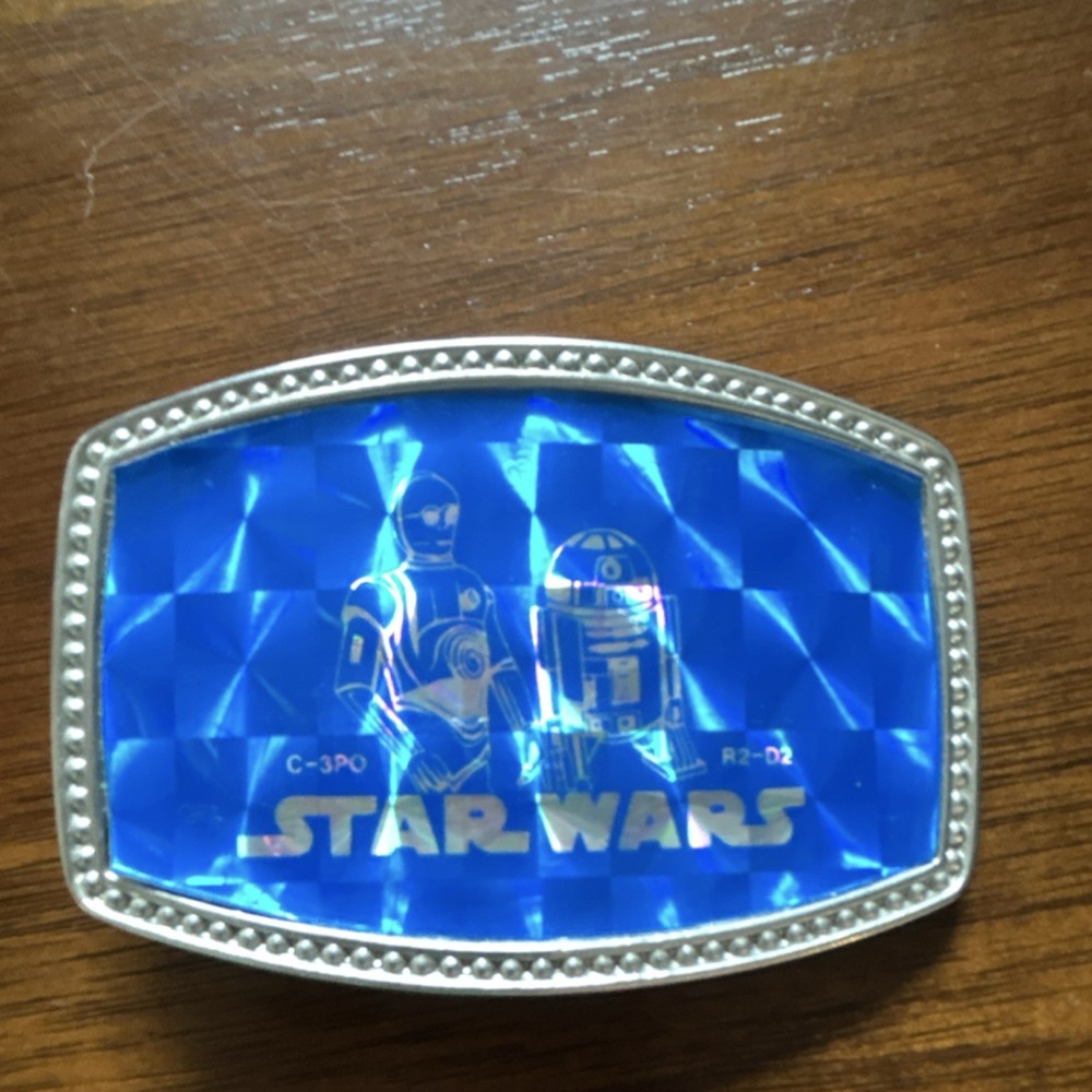 Star Wars C-3PO R2-D2 Blue Men&rsquo;s Clamp Closure Metal Plastic Belt Buckle
