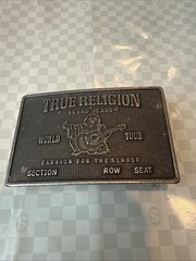 TRUE RELIGION CONCERT TICKET Belt Buckle Silver Tone
