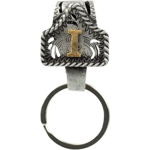 Vintage Western Cowboy Letter Keychain,Handmade Metal A-Znitial Key Chain I