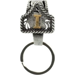 Vintage Western Cowboy Letter Keychain,Handmade Metal A-Znitial Key Chain I