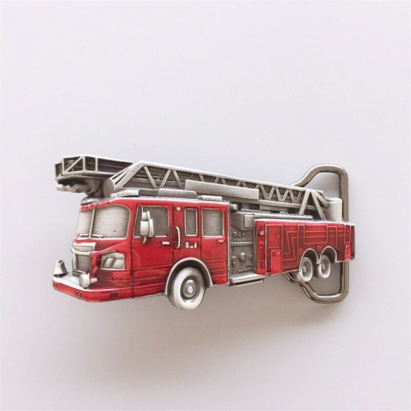 Vintage Style Fire Truck Firefighter Enamel Belt Buckle also Stock in the US