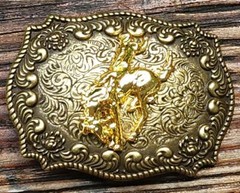 NEW 3-D RODEO BULLRIDE COWBOY BRONZE ANTIQUE WESTERN BULL BELT BUCKLE