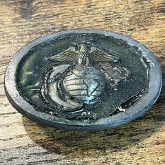 Vintage 1985 USMC Marine Corps EGA Belt Buckle Made in USA 1805 Pewter Green B19