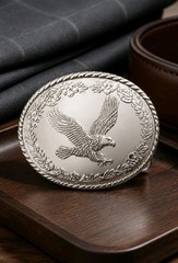 USA American Bald Eagle Belt Buckle Only Silverplate Pewter Western Patriotic