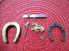 Vintage Anson COWBOY Tie Bar Clip Pin Brooch Lucky Horseshoe Boot WESTERN Rodeo