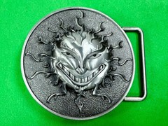 Flaming Sun Solar Flare Grinning Creepy Smile Novelty Belt Buckle by Buckle Rage