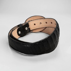 Men’s Caiman Original Exotic Leather Cowboy Belt 1.5&Prime; Oval Buckle – Black