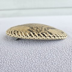 VTG Snakeskin Leather Belt Buckle Western Southern Cream Oval