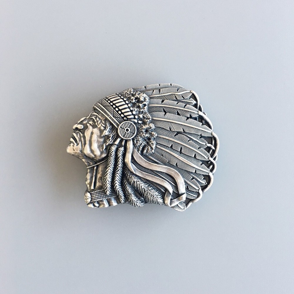 Vintage Silver Plated Chief Belt Buckle Gurtelschnalle Boucle de Ceinture