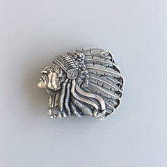 Vintage Silver Plated Chief Belt Buckle Gurtelschnalle Boucle de Ceinture
