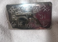 Vintage Collectible 2 Chambers Belt Branding Silver Tone Belt Buckles USA Gun