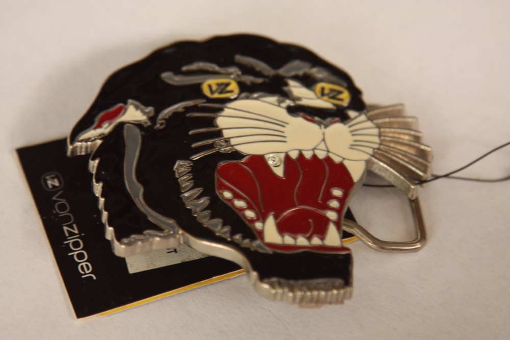 VonZipper The Pantha Belt Buckle Vintage Original VonZipper Enameled Panther Cat