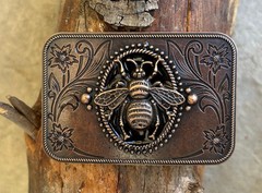 Bronze Bee Belt Buckle Handmade Western Cowboy Rodeo Insect Style Gift