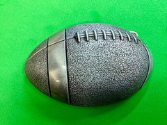 American Football Sports Textured Ball Cutout Silver Color Figural Belt Buckle
