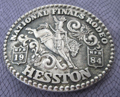 Vintage Hesston 1984 National Finals Rodeo Belt Buckle Fred Fellows
