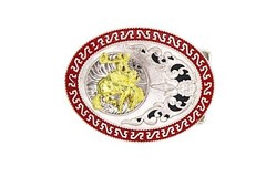Western Buckle Oval Gold Silver Red Horse Rider Cowboy 2 » Hebillas Vaqueras