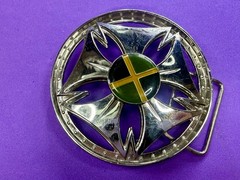 Jamaica Jamaican Flag Spinner Wheel Rim Round Moving NOS Belt Buckle