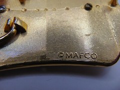 WESTERN BELT BUCKLE BLUE AND GOLD TONE MAFCO COWBOY SOUTHWEST 3 3/4&Prime; X 2 3/4&Prime;