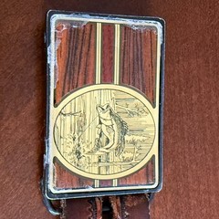 Vtg 1984 NAP Solid Brass Belt Buckle Bass Fish Woodgrain Western USA Leather