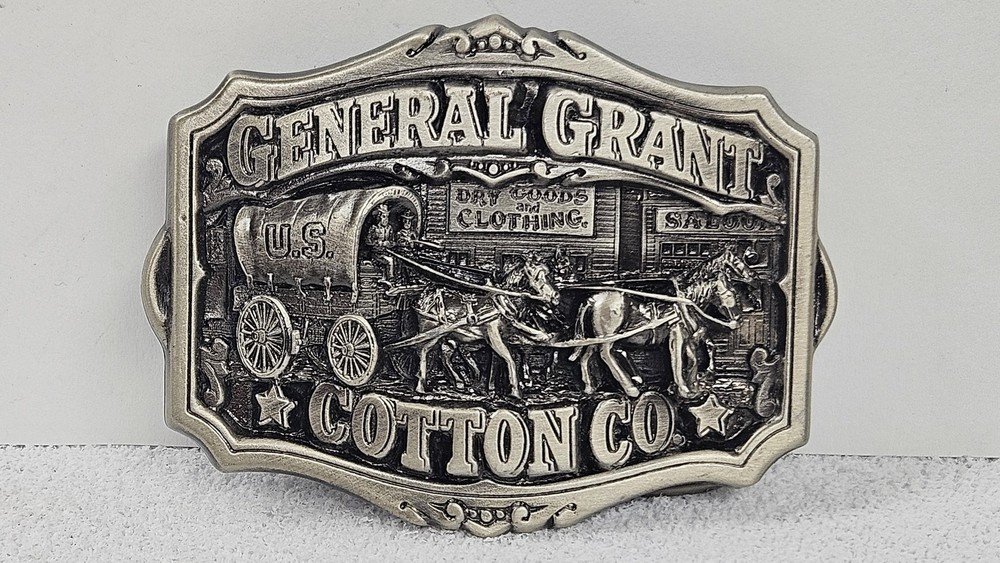 Great American Buckle Co. Belt Buckle Mens General Grant Cotton Co 1985